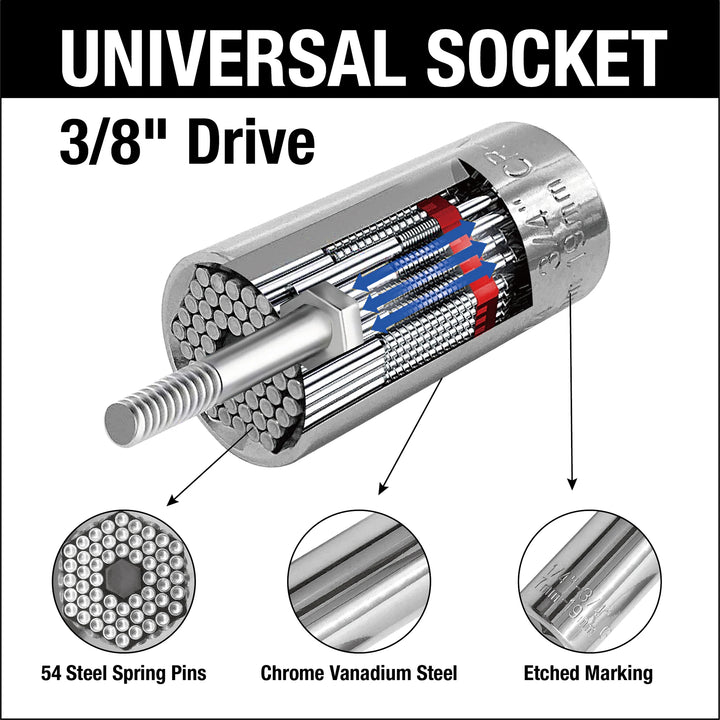 4-in-1 wrench and universal socket set