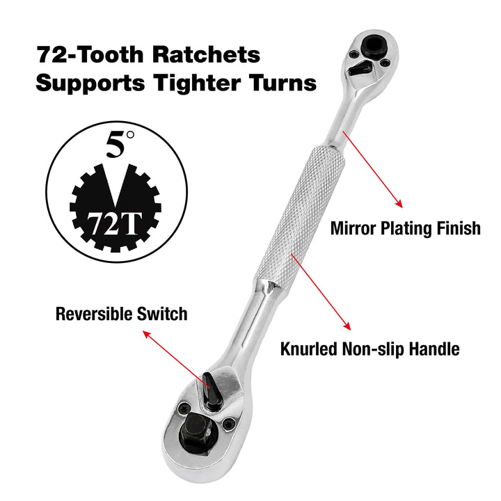 4-in-1 wrench and universal socket set