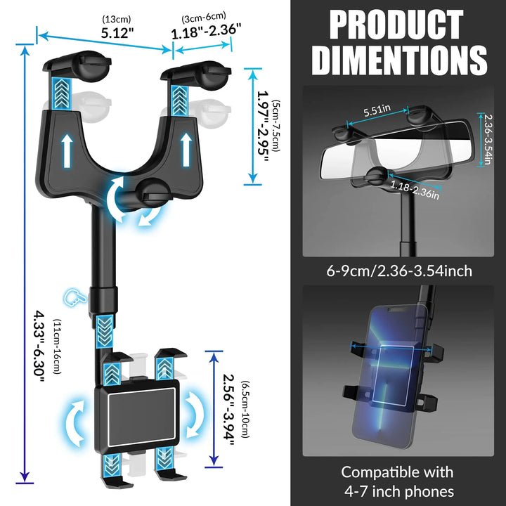 Rear View Mirror Phone Holder